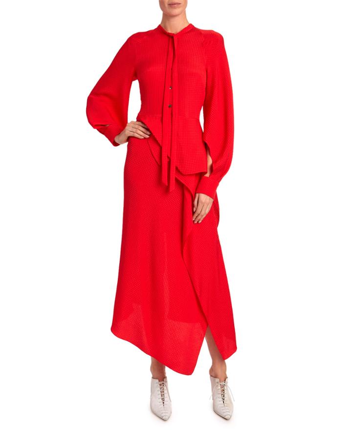 Bocana Tie-neck Long-sleeve Dress