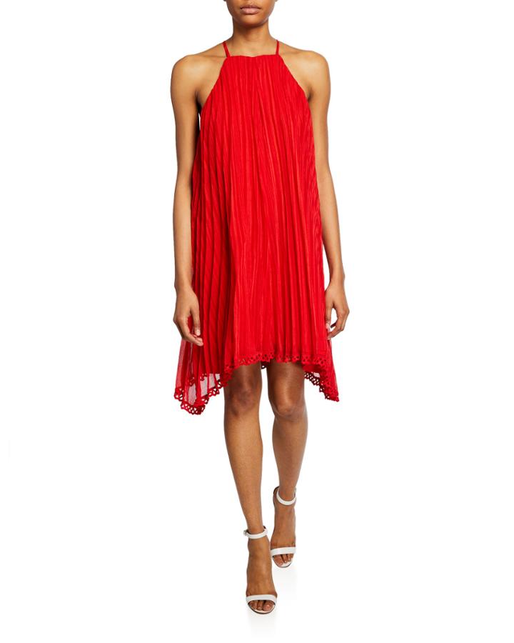 Pleated Halter Dress With