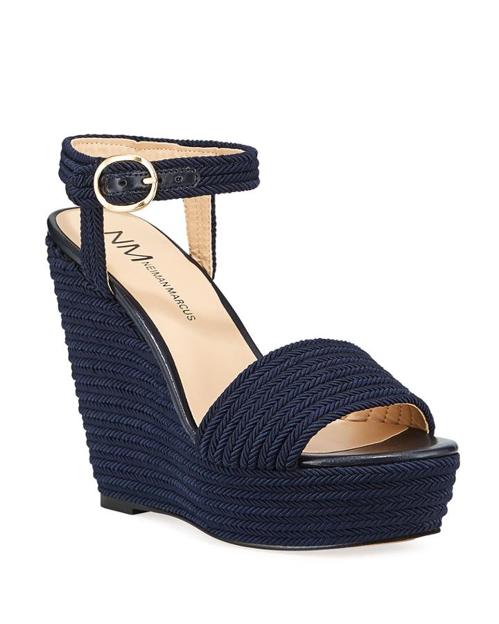 Braided Cord Platform Wedge Espadrilles