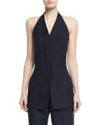 Elena Halter-neck Long Top, Pitch Blue