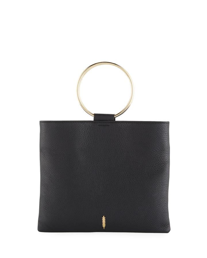 Le Pouch Leather Ring-handle Crossbody Bag - Golden Hardware