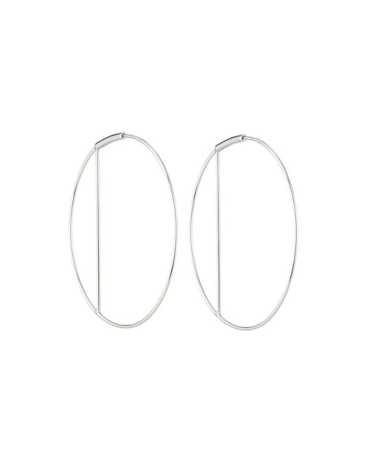 Eclipse 14k White Gold Wire Hoop Earrings,