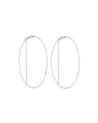 Eclipse 14k White Gold Wire Hoop Earrings,