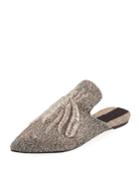 Ragno Spider Embroidered Mule Flat, Croccante/rose