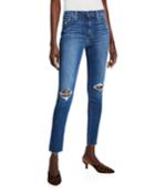 High-rise Knee-rip Skinny Ankle Jeans