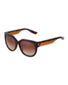 Modified Oval Acetate Sunglasses, Havana/brown