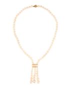 14k Triple Y-drop Pearl Necklace