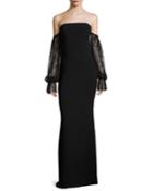 Kriti Off-the-shoulder Column Evening Gown W/