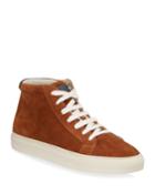 Men's Suede High-top Sneakers, Caramel (brown)