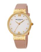 36mm Isabella Leather Watch, Pink/gold