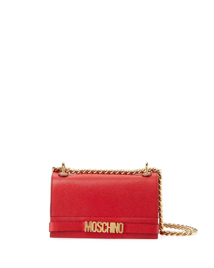 Glossy Chain Leather Crossbody Bag