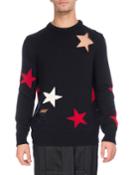 Star Cutout & Intarsia Wool Crewneck