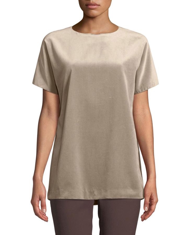 Sporty Velvet Short-sleeve Tee