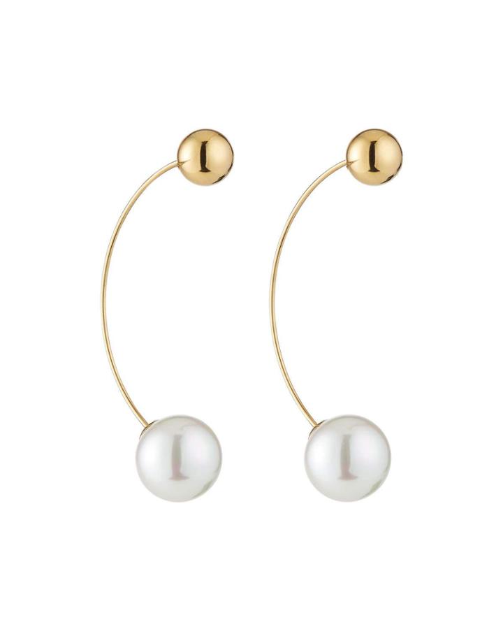 12mm Pearl & Wire Earrings, Golden