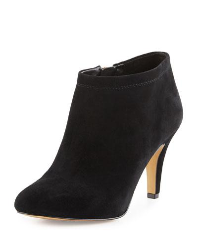 Vessa Suede Zip-up Bootie, Black