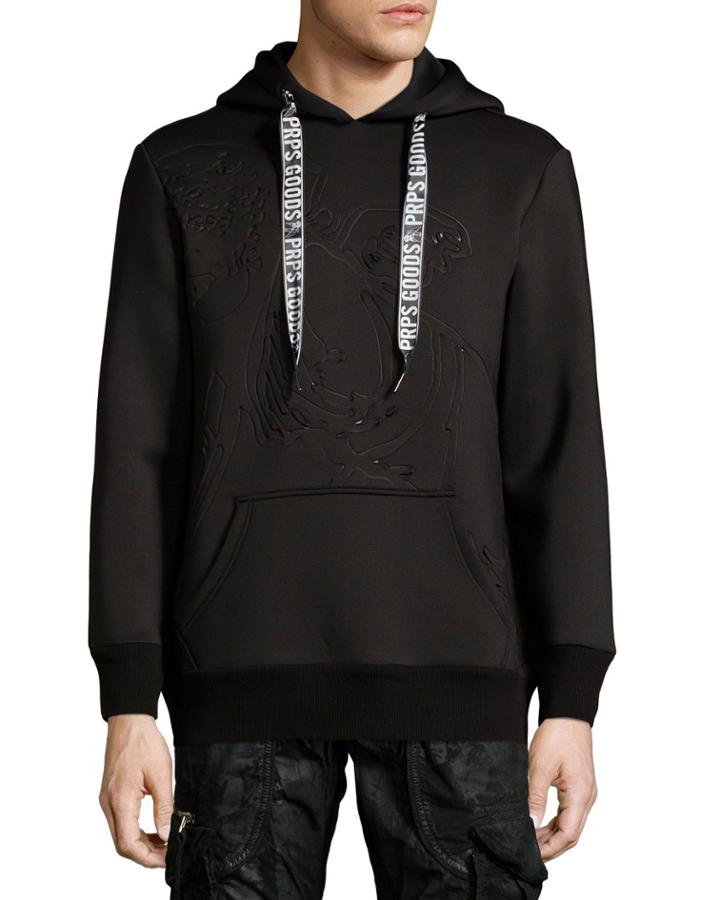 Neoprene Logo Hooded Sweatshirt, Black