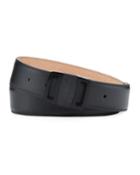 Men's Tonal Leather Buckle Belt, Black