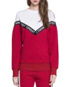 Colorblocked Crewneck Letter-ribbon