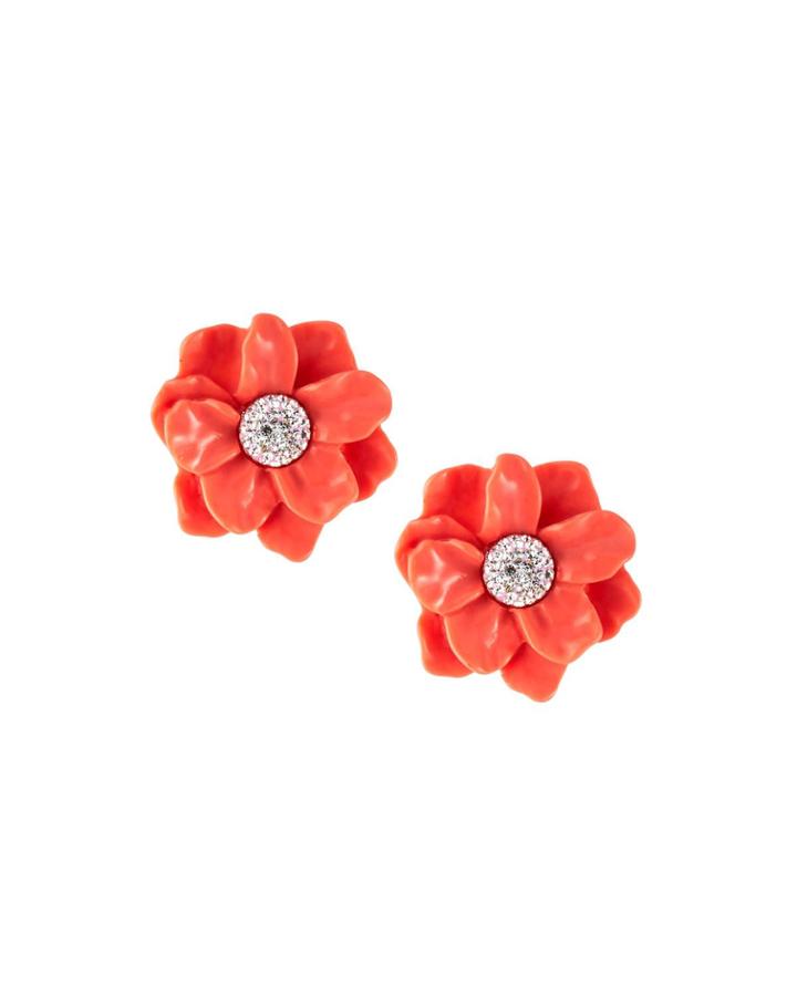 Oversized Gardenia Stud Earrings, Pink