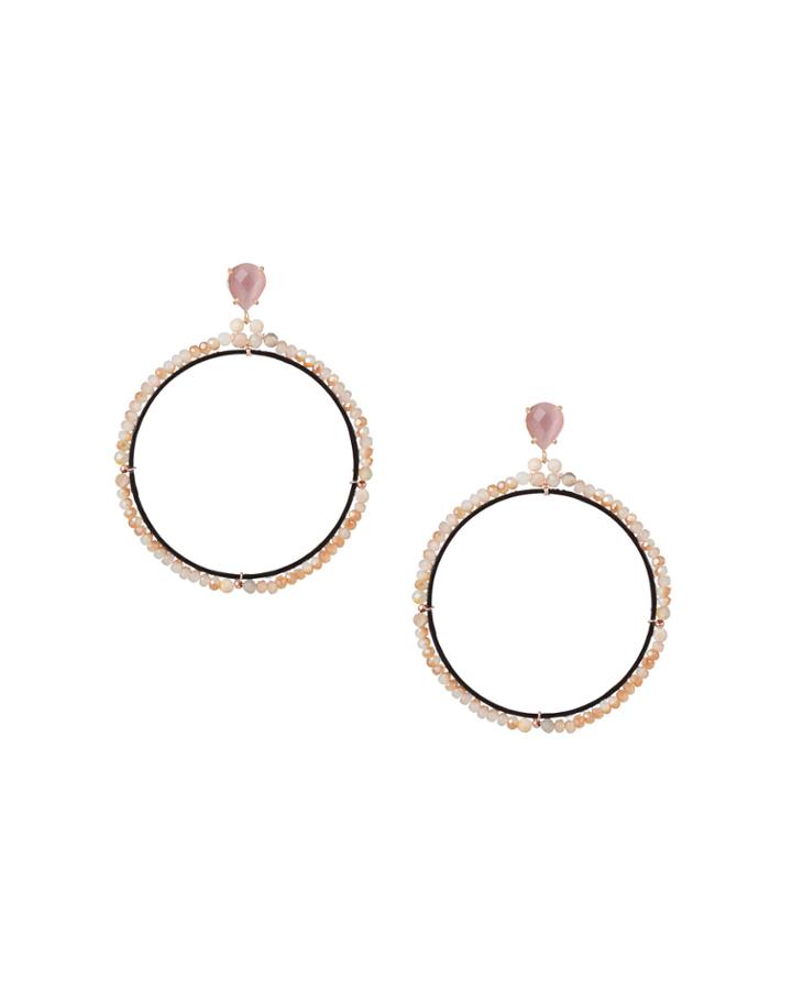 Open Hoop-drop Earrings, Pink