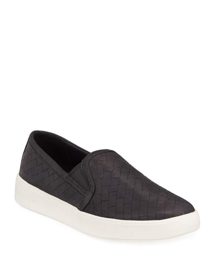 Grand Crosscourt Woven Leather Sneakers, Caviar