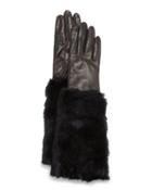 Lambskin Gloves W/faux-fur Cuffs