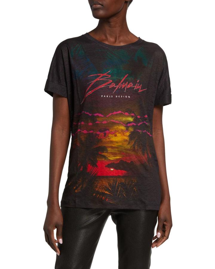 Printed Linen Short-sleeve Tee