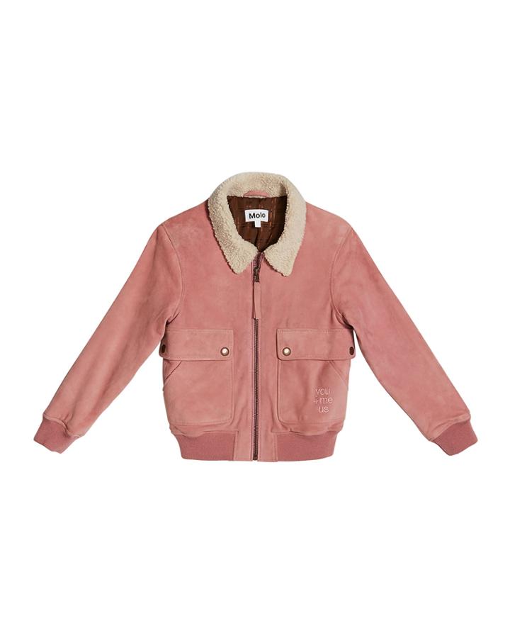 Hester Suede Jacket W/ Faux-shearling Collar,