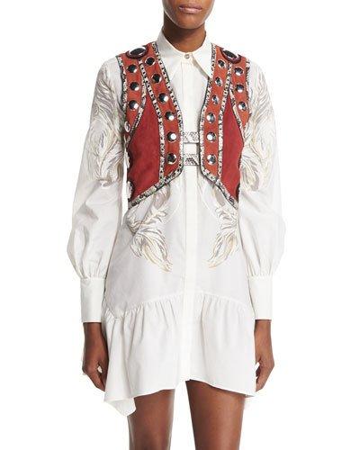 Embellished Snake-trim Cropped Vest, Ruby/terracotta