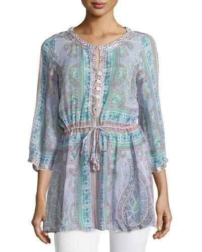 Numala Paisley 3/4-sleeve Tunic,