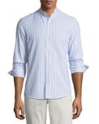 Leisure-fit Pinstriped Button-front