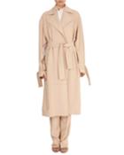 Notched-collar Belted Wrap Trench Coat