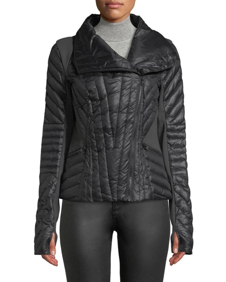 Motion Paneled Puffer Jacket, Black/charcoal Heather