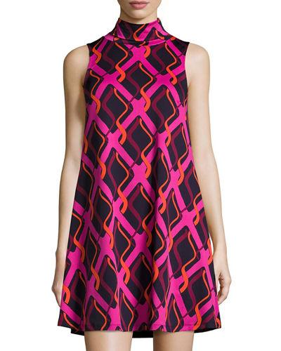 Sleeveless A-line Printed Dress