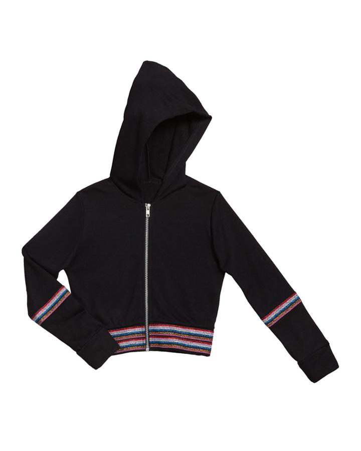 Girl's Metallic Taping Hooded Jacket,