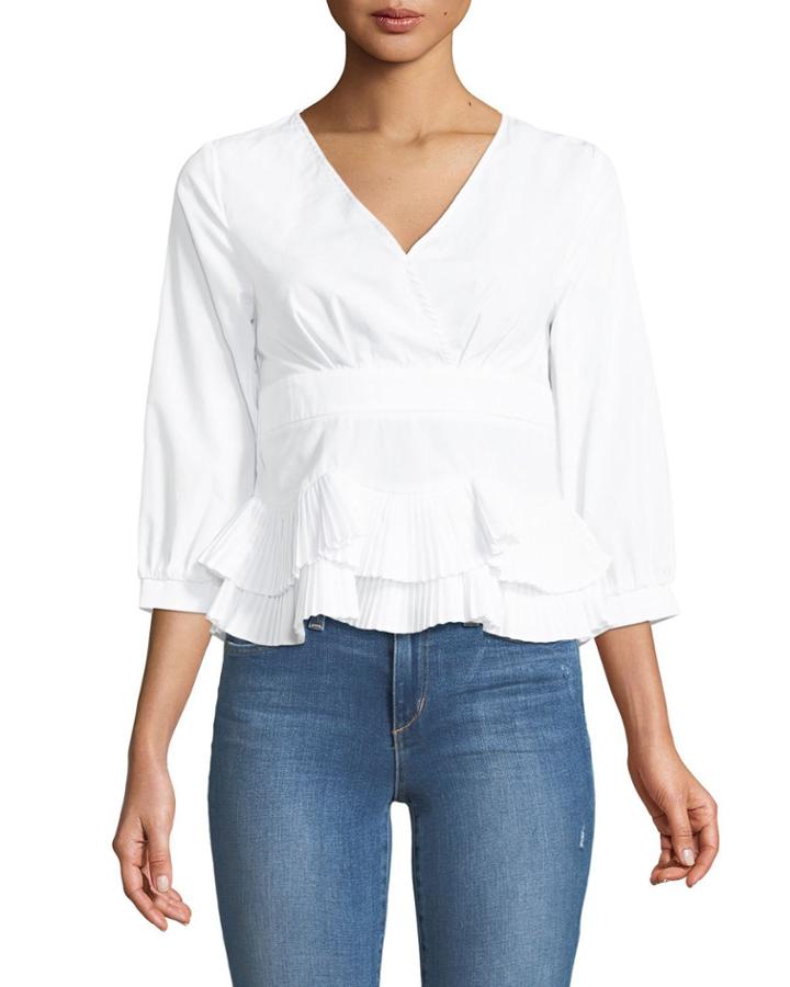 Wrap-front Peplum Blouse