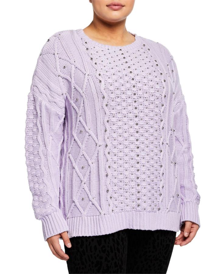 Embellished Cable-knit Sweater,