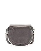 Astor Small Leather Saddle Bag, Gray