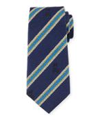 Diagonal-stripe Woven Tie, Bordeauxnavy