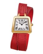 28mm Emma Trapezoid Double-wrap Watch, Red/gold