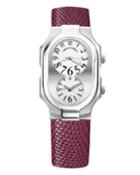 Philip Stein Large Signature Double Watch W/ Lizard-print Strap, Purple, Women's,