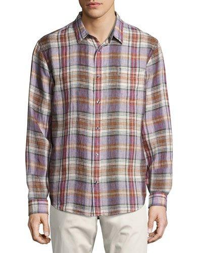 Single-pocket Plaid Linen Sport