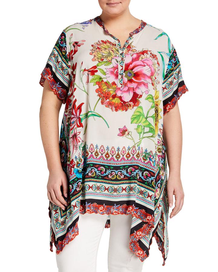 Plus Size Victoriana Printed Challis Tunic