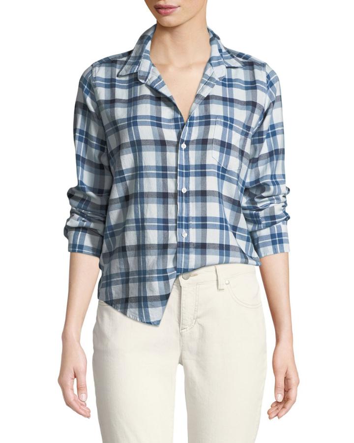 Barry Button-front Check Cotton