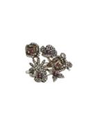 Diamond & Glass Ruby Floral Ring,