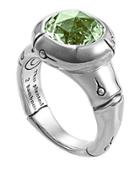 Bamboo Small Round Green Amethyst Ring,