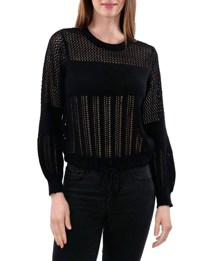 Mesh Stitch Sweater With Tie