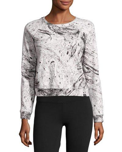 Equate Marble-print Sweatshirt, White Pattern
