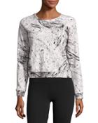 Equate Marble-print Sweatshirt, White Pattern