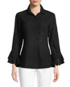 Plus Size Carmella Eyelet Flutter-sleeve Cotton Top